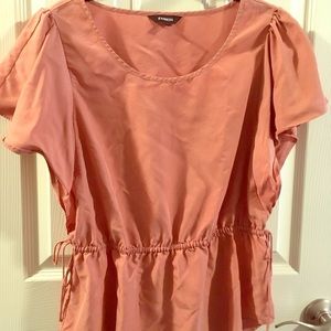 EXPRESS blouse with tie waist and flutter sleeves